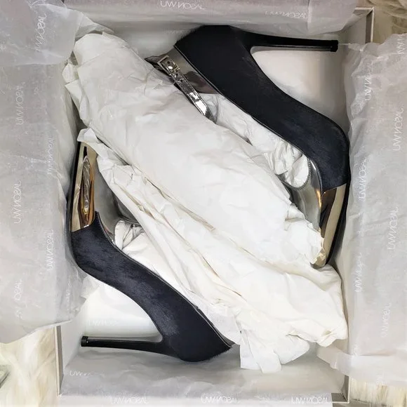 NIB JASON WU Hair-On-Hide Silver Metallic Stiletto, Size 5.5 - Picture 9 of 13